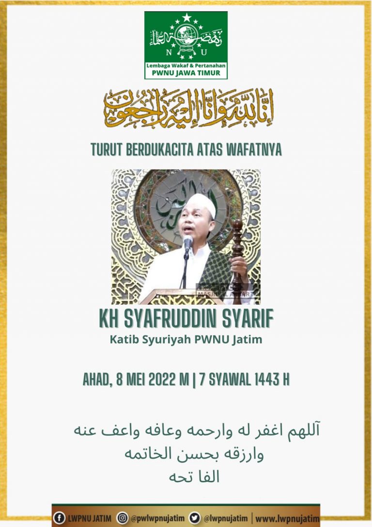 Innalillahi, Kiai Syafruddin Katib Syuriah NU Jatim Wafat